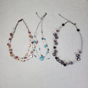 Set Of 3 Lia Sophia Multi-Strand Beaded Necklaces